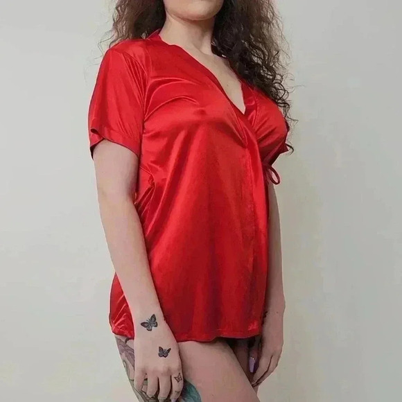 Vintage y2k Silky Babydoll Top Sleep Shirt Pajama Nightie - S - Picture 5 of 9